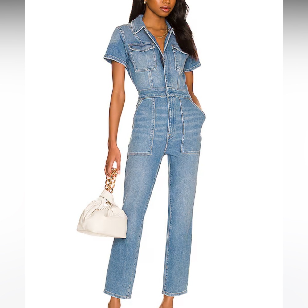 Good American Light Blue Denim Jumpsuit